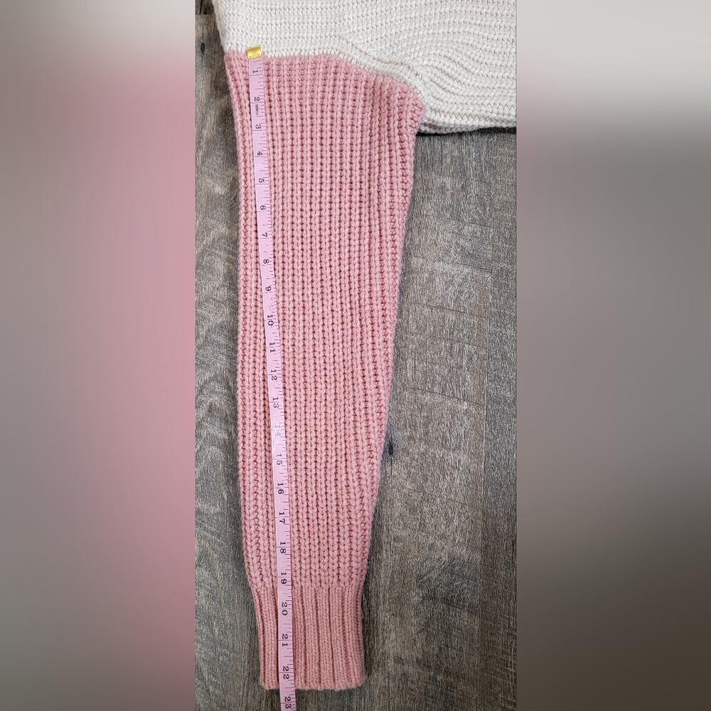 Marine Layer Juniper Oversized Colorblock Turtleneck Sweater Womens S Cream Pink - Picture 11 of 13